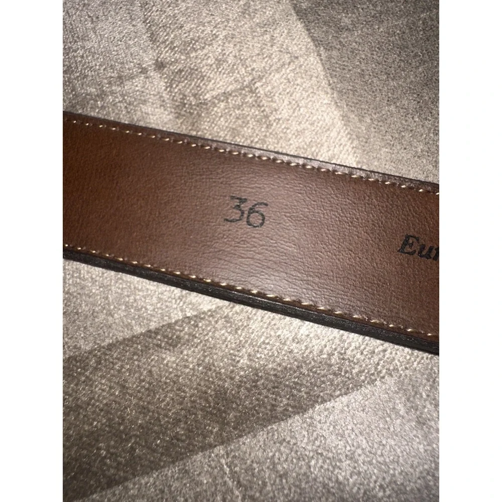 Torino Leather Belt‎ Mens Size 36 Brown European Cowhide Brass Tone Buckle 7501